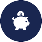 Icon illustration of a piggy bank.